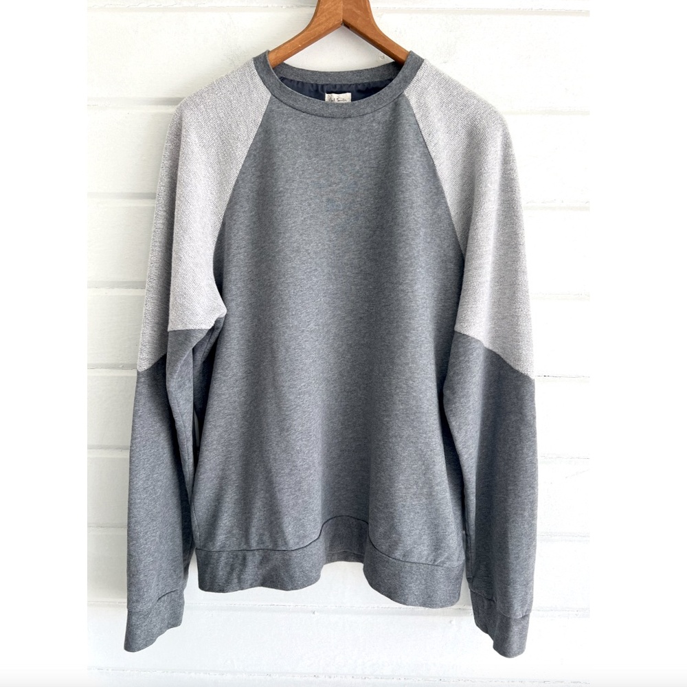 PAUL SMITH Color Block Two Tone Crew Neck Raglan Sweatshirt in Gray - XL